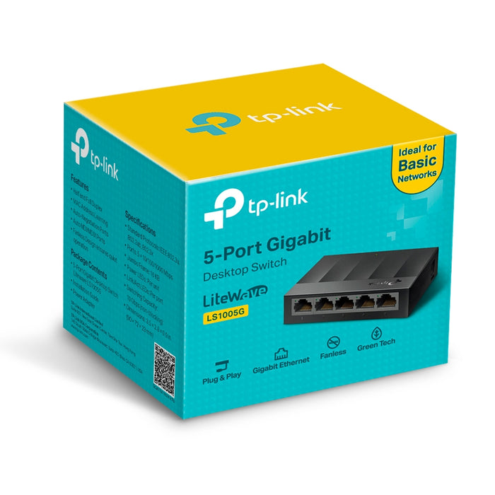 TP-Link LS1005G, Unmanaged, Gigabit Ethernet (10/100/1000), Wall mountable