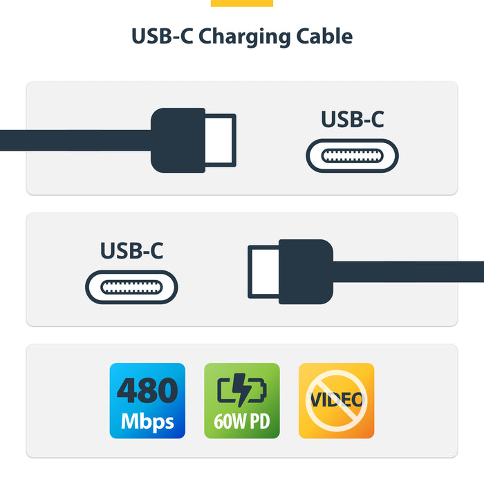 StarTech.com 13ft (4m) USB-C Charging Cable, Charge & Sync, 60W (3A) PD, USB 2.0 Laptop Charger Cable, TPE Jacket - Black USB C Charging Cord, 4 m, USB C, USB B/USB C, USB 2.0, 0.48 Gbit/s, Black