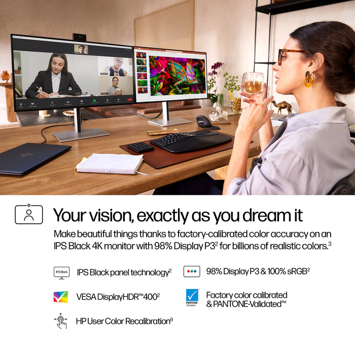 HP Series 7 Pro 27 inch 4K Conferencing Monitor - 727pm, 68.6 cm (27"), 4K Ultra HD, LCD, 5 ms