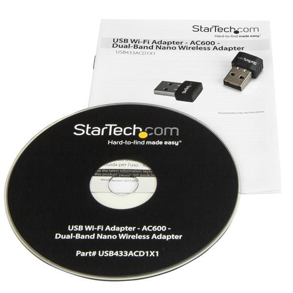 StarTech.com USB Wi-Fi Adapter - AC600 - Dual-Band Nano Wireless Adapter, Wireless, USB, WLAN, 433 Mbit/s, Black