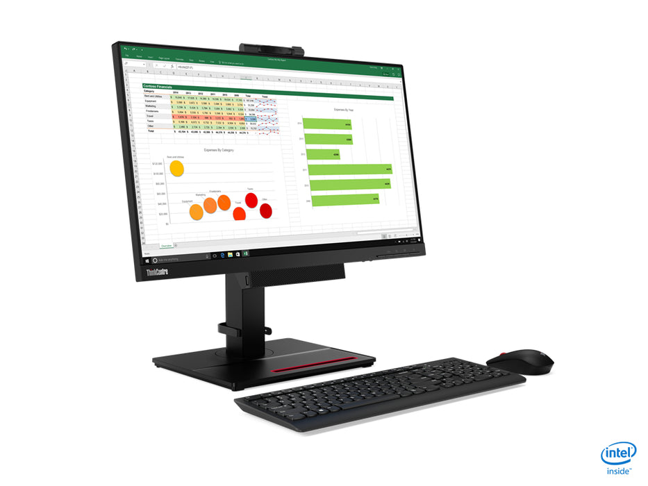 Lenovo ThinkCentre Tiny-In-One, 60.5 cm (23.8"), 1920 x 1080 pixels, Full HD, LED, 6 ms, Black