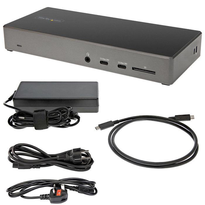 StarTech USB C Dock - Triple 4K Monitor USB Type-C Docking Station - 100W Power Delivery - DP 1.4 Alt Mode & DSC, 2x DisplayPort 1.4/HDMI 2.0 - 6xUSB (2x 10Gbps) - Windows/Chrome (DK31C2DHSPDUE)