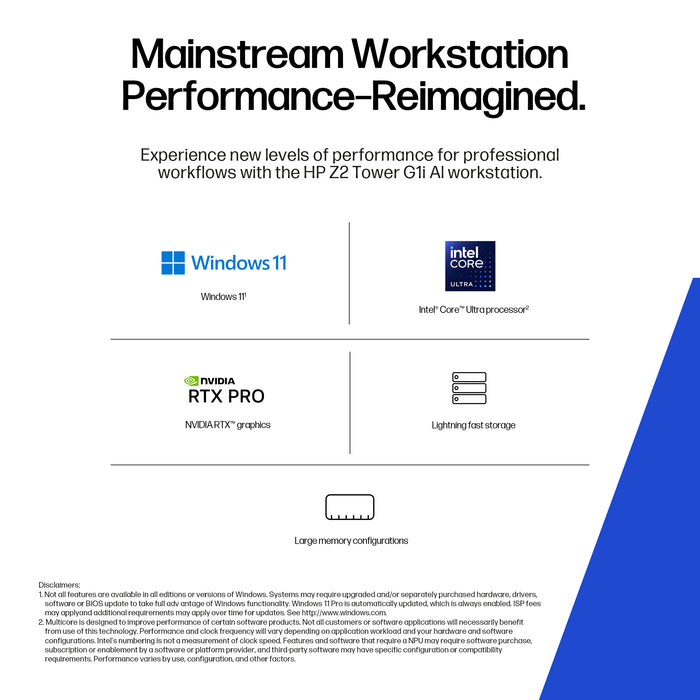 HP Z2 Tower G1i, Intel Core Ultra 7, 265, 32 GB, DDR5-SDRAM, 1 TB, Windows 11 Pro