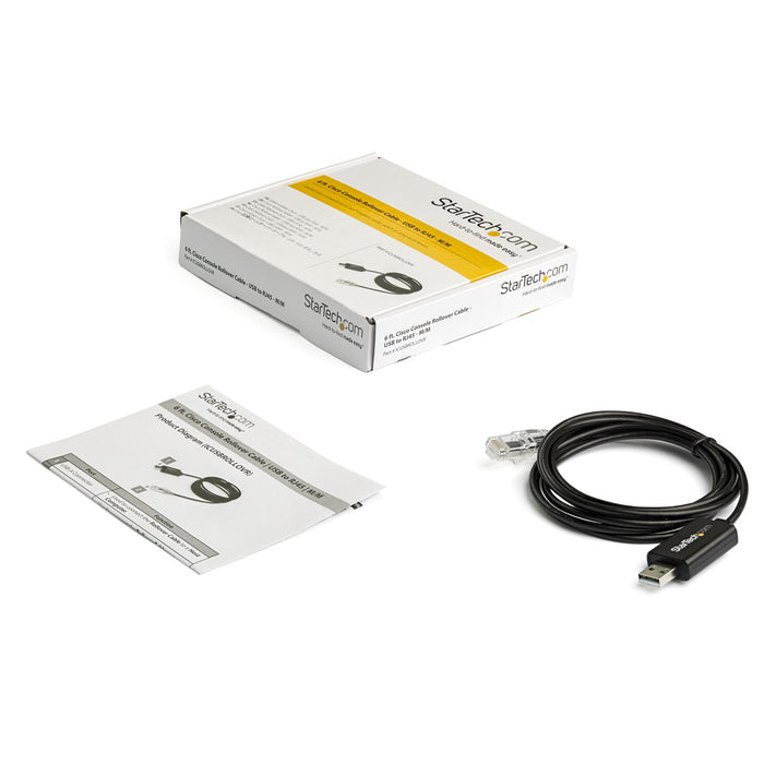 StarTech.com 6 ft. (1.8 m) Cisco USB Console Cable - USB to RJ45, RJ-45, USB 2.0 Type-A, 1.8 m, Black