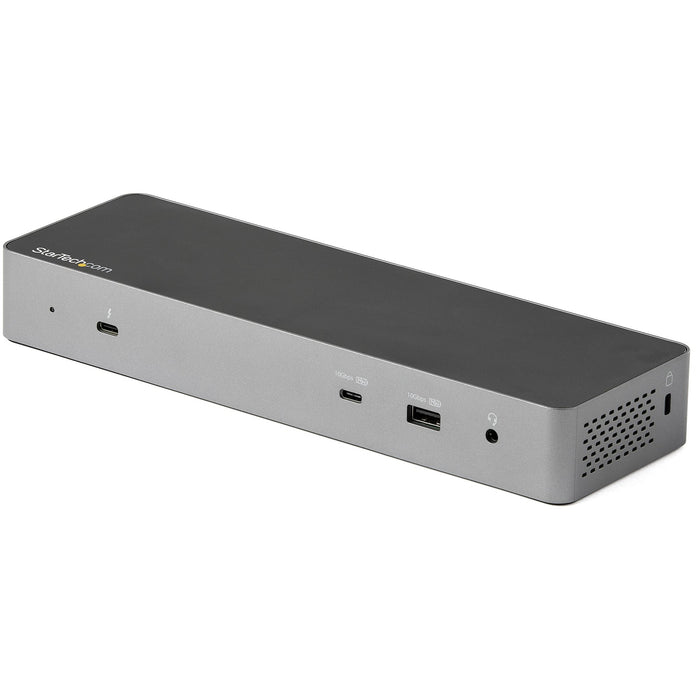 StarTech.com USB C Docking Station for Macbook Pro/Air-M1/M2/M3/M4, Thunderbolt Compatible, HDMI/DisplayPort, Dual 4K 60Hz/Single 8K, USB Type-C Laptop Dock, 96W Power Delivery, USB 10Gbps, Wired, Thunderbolt 3, 96 W, 3.5 mm, Black, Grey, 40 Gbit/s