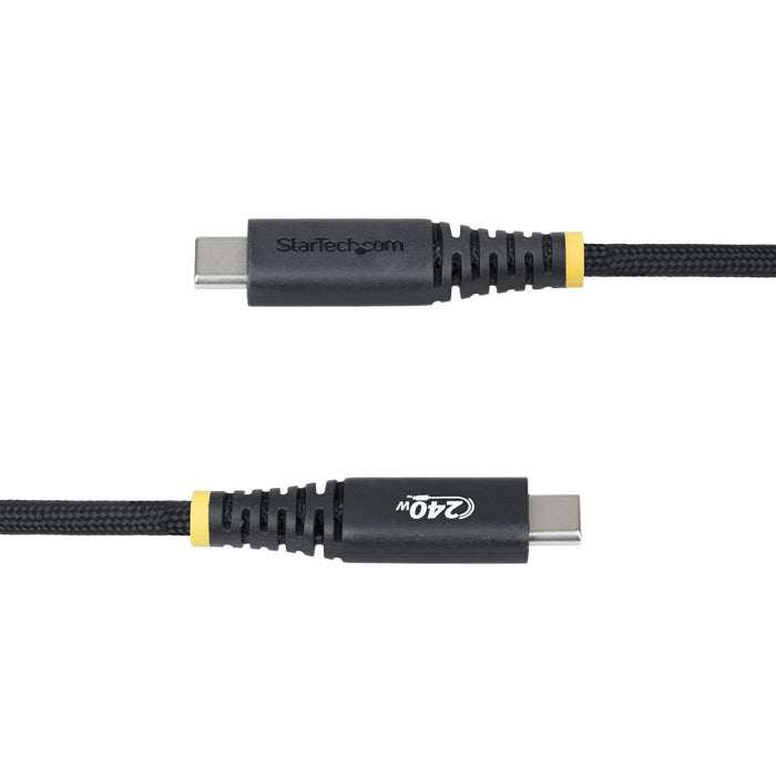 StarTech.com 6ft (2m) USB-C Charging Cable, Durable and Ultra-Flexible, 240W (5A) PD EPR, USB 2.0 Laptop Charger Cable, USB-IF Certified, Rugged USB-C Charging Cord, USB C, USB C, USB 2.0, 0.48 Gbit/s, Black