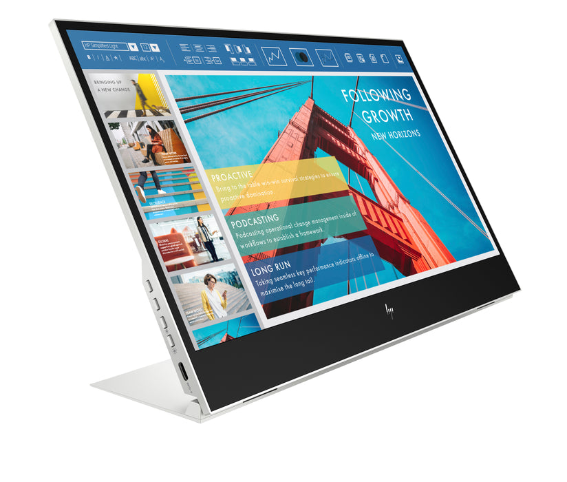 HP E-Series E14 G4 Portable Monitor, 35.6 cm (14"), 1920 x 1080 pixels, Full HD, LCD, 5 ms, Silver