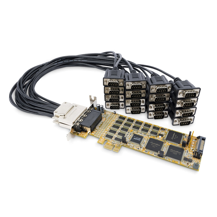 StarTech.com 16-Port Low-Profile Serial Card - RS232 - PCI Express - TAA, PCIe, Serial, Low-profile, PCIe 1.1, RS-232, Yellow