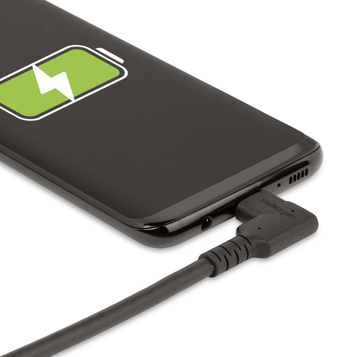 StarTech.com 6.6ft (2m) USB-C Cable, Right-Angled, USB 5Gbps, 100W (5A) Power Delivery, 4K 60Hz DP Alt Mode, Rugged USB C Cord - Thunderbolt Compatible, 2 m, USB C, USB C, USB 3.2 Gen 1 (3.1 Gen 1), 5 Gbit/s, Black