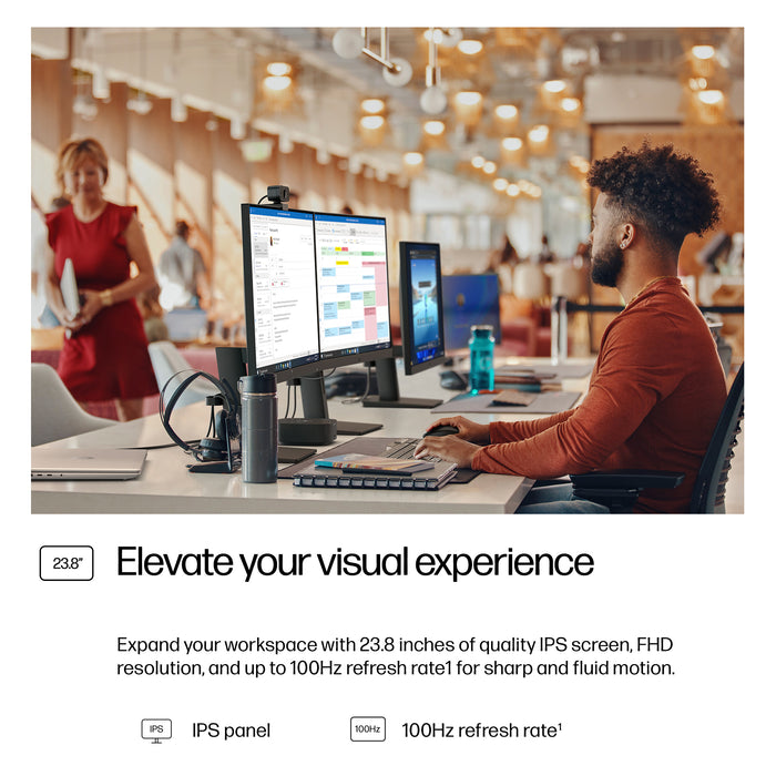 HP Series 3 Pro 23.8 inch FHD Monitor - 324ph, 60.5 cm (23.8"), 1920 x 1080 pixels, Full HD, LCD, 5 ms, Black
