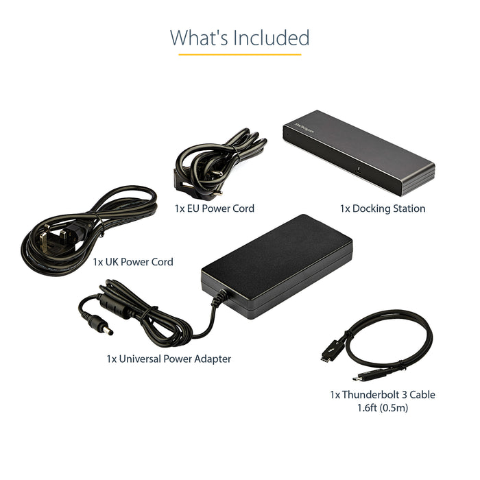 StarTech.com Thunderbolt 3 Dock - Dual 4K 60Hz Monitor TB3 Laptop Docking Station with DisplayPort, HDMI & 1080p VGA - 85W Power Delivery & Charging - 2x USB-A, Ethernet - Mac & Windows (TB3DK2DHVUE)