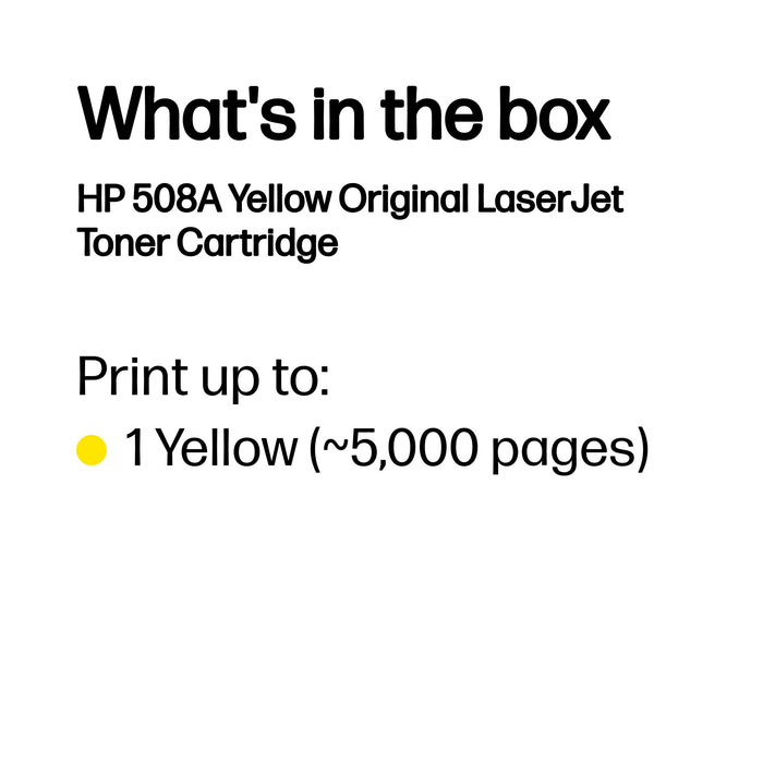 HP 508A Yellow Original LaserJet Toner Cartridge, 5000 pages, Yellow, 1 pc(s)