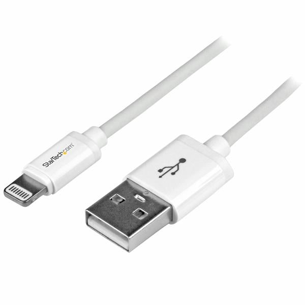 StarTech.com 1 m (3 ft.) USB to Lightning Cable - iPhone / iPad / iPod Charger Cable - High Speed Charging Lightning to USB Cable - Apple MFi Certified - White, 1 m, Lightning, USB A, Male, Male, White