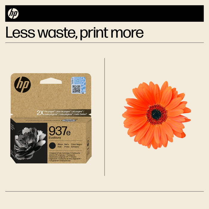 HP 937e EvoMore Black Original Ink Cartridge, High (XL) Yield, Black, 1 pc(s), 2500 pages, Single pack