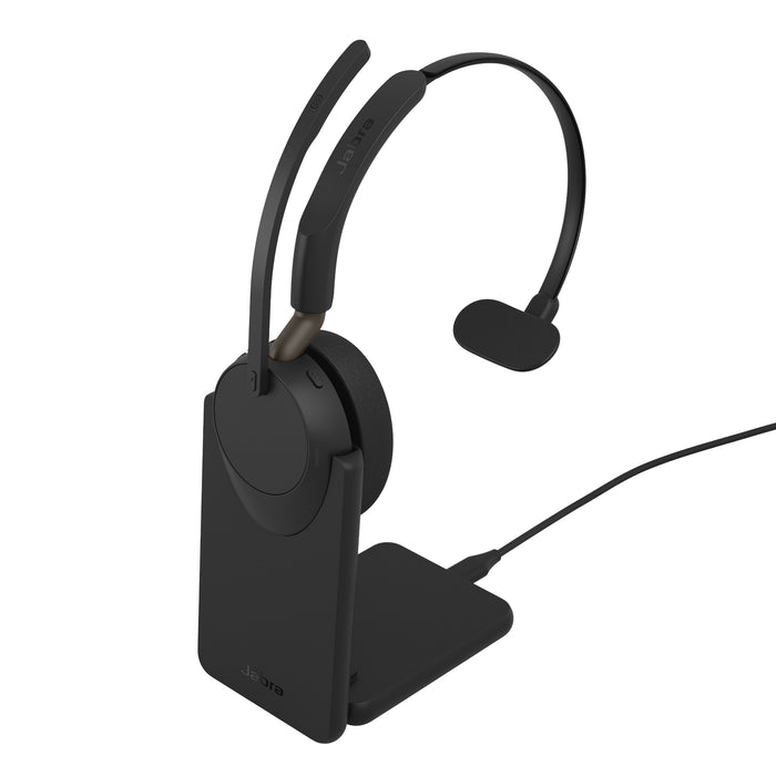 Jabra Evolve3 65 UC - USB-A with Dongle - Mono (Charging Stand), Wireless, Office/Call center, 20 - 20000 Hz, 131 g, Headset, Black