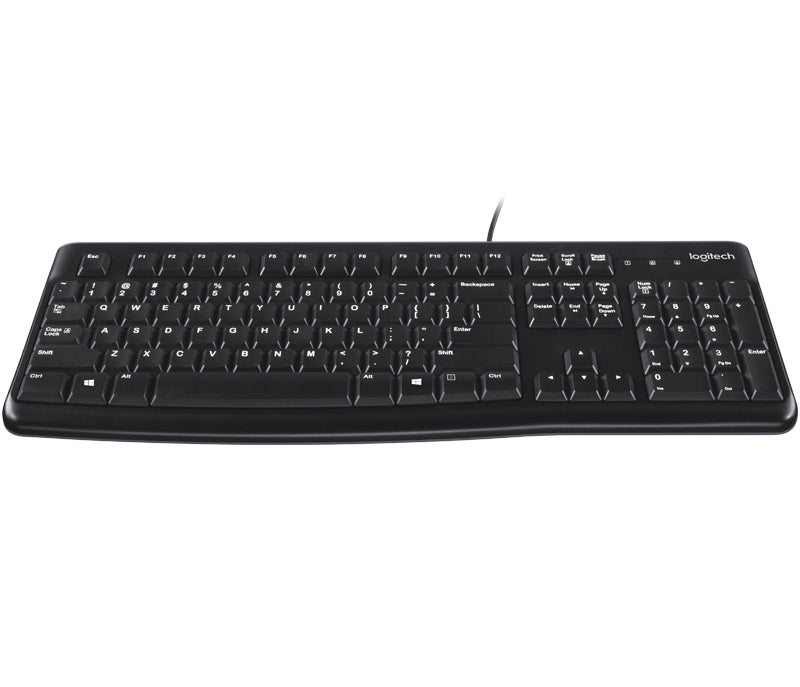 Logitech K120 Corded Keyboard, Full-size (100%), Wired, USB, QWERTY, Black