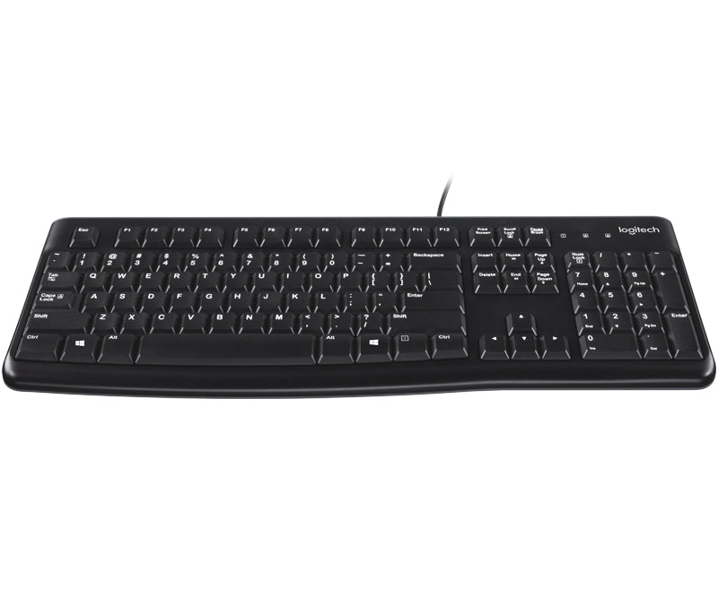 Logitech K120 Corded Keyboard, Full-size (100%), USB, QWERTY, Black