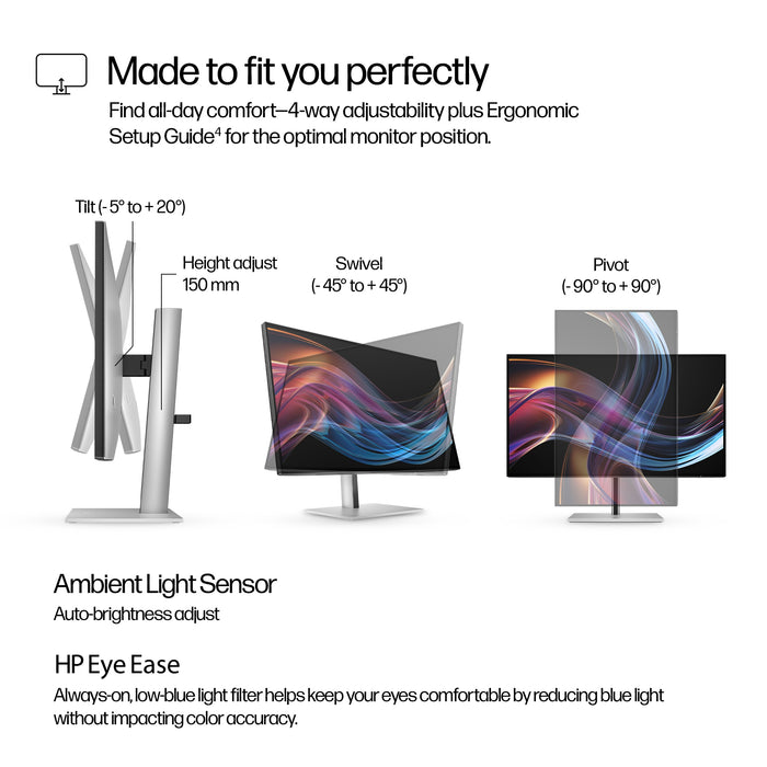 HP Series 7 Pro 27 inch 4K Thunderbolt 4 Monitor - 727pk, 68.6 cm (27"), 3840 x 2160 pixels, 4K Ultra HD, LCD, 5 ms, Black