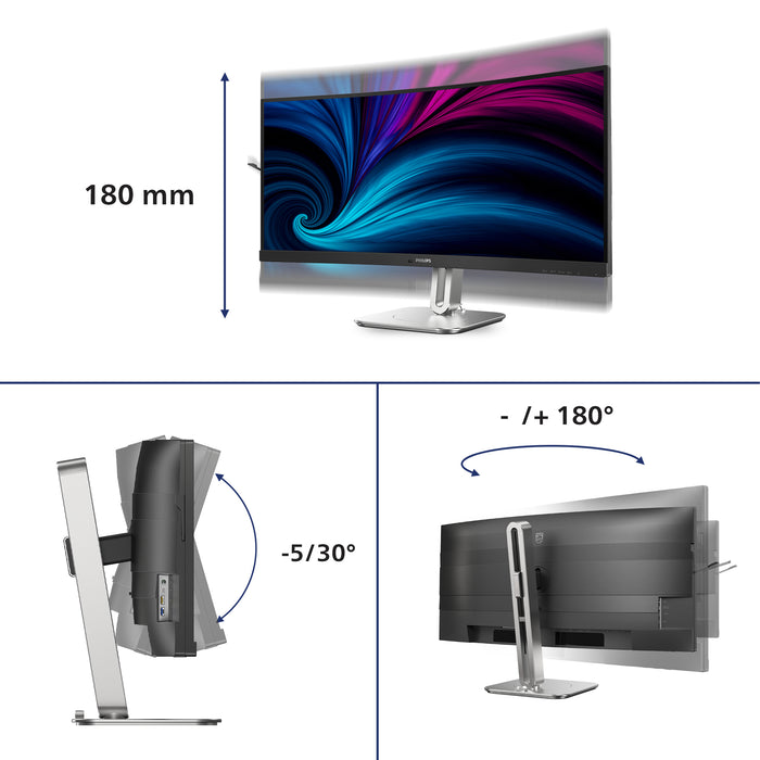 Philips 5000 series 34B2U5900C/00, 86.4 cm (34"), 5120 x 2160 pixels, WUHD, LCD, 2 ms, Grey