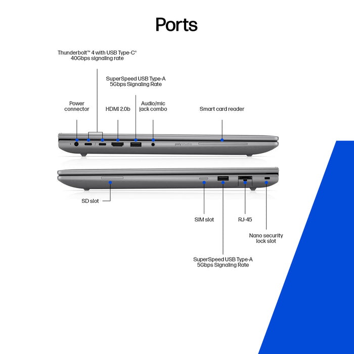 HP Zbook X G1i Data Science, Intel Core Ultra 7, 40.6 cm (16"), 1920 x 1200 pixels, 32 GB, 1 TB, Windows 11 Pro