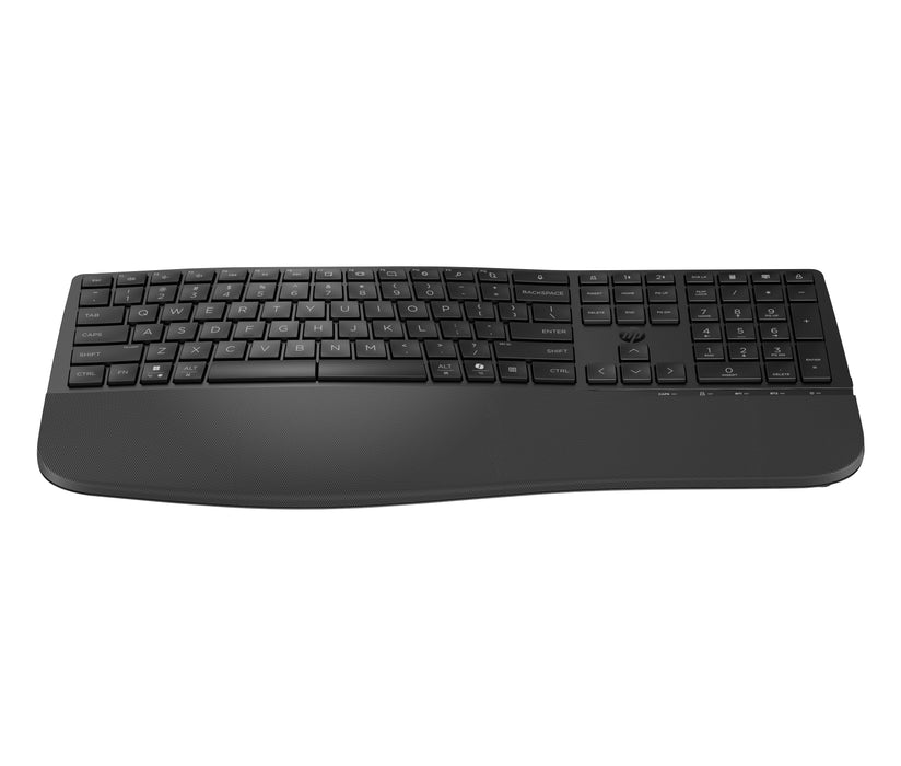 HP 680 Comfort Dual-Mode Keyboard, Full-size (100%), Wireless, RF Wireless + Bluetooth, Plunger key switch, Black