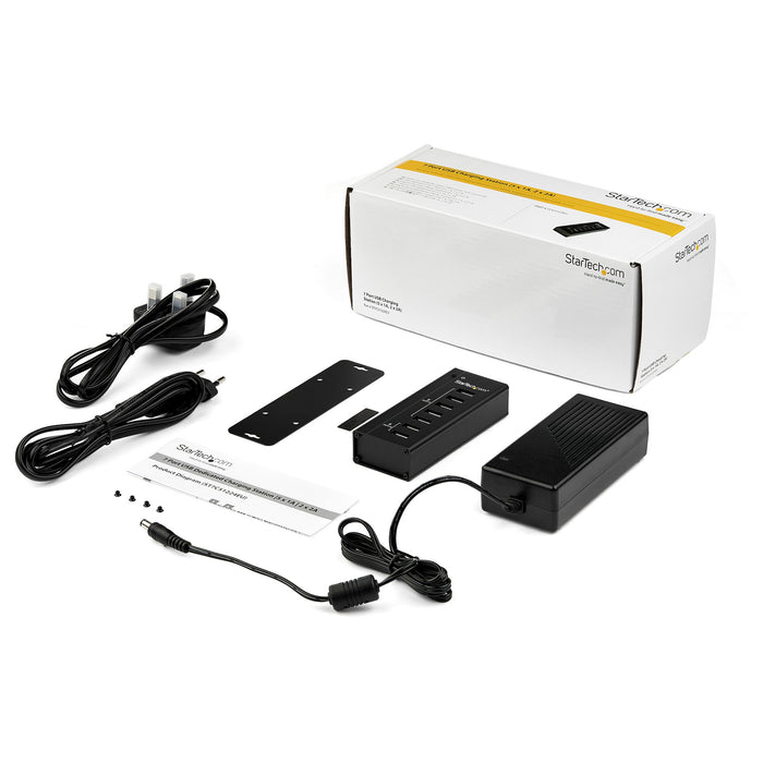 StarTech.com 7-Port USB Charging Station with 5x 1A Ports and 2x 2A Ports, Indoor, DC, 12 V, Black