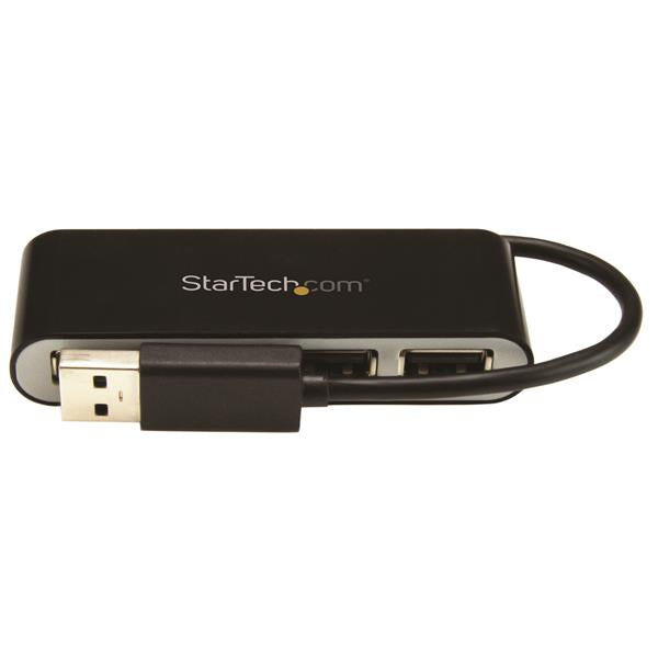 StarTech.com 4-Port Portable USB 2.0 Hub with Built-in Cable, USB 2.0, USB 2.0, 480 Mbit/s, Black, Silver, Plastic, China