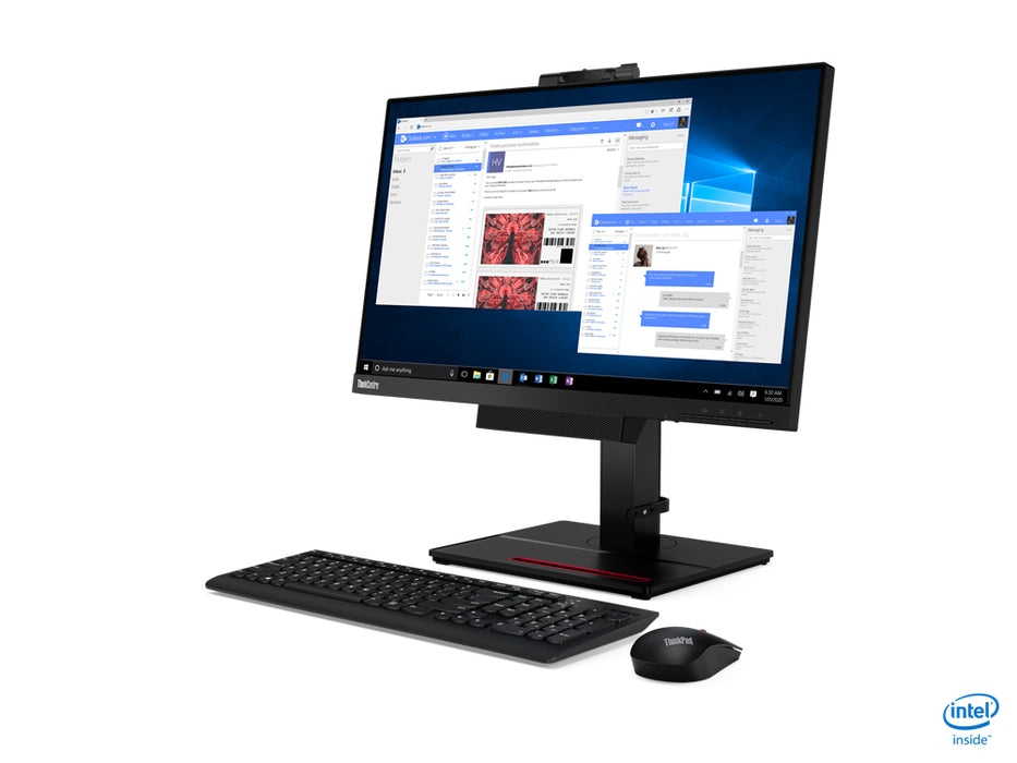 Lenovo ThinkCentre Tiny-In-One, 60.5 cm (23.8"), 1920 x 1080 pixels, Full HD, LED, 6 ms, Black