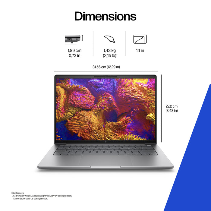HP ZBook 8 G1ak Wolf Pro Security Edition, AMD Ryzen AI 7 PRO, 2 GHz, 35.6 cm (14"), 1920 x 1200 pixels, 32 GB, 1 TB