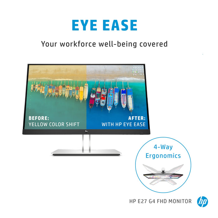 HP E-Series E27 G4, 68.6 cm (27"), 1920 x 1080 pixels, Full HD, LED, 5 ms, Black