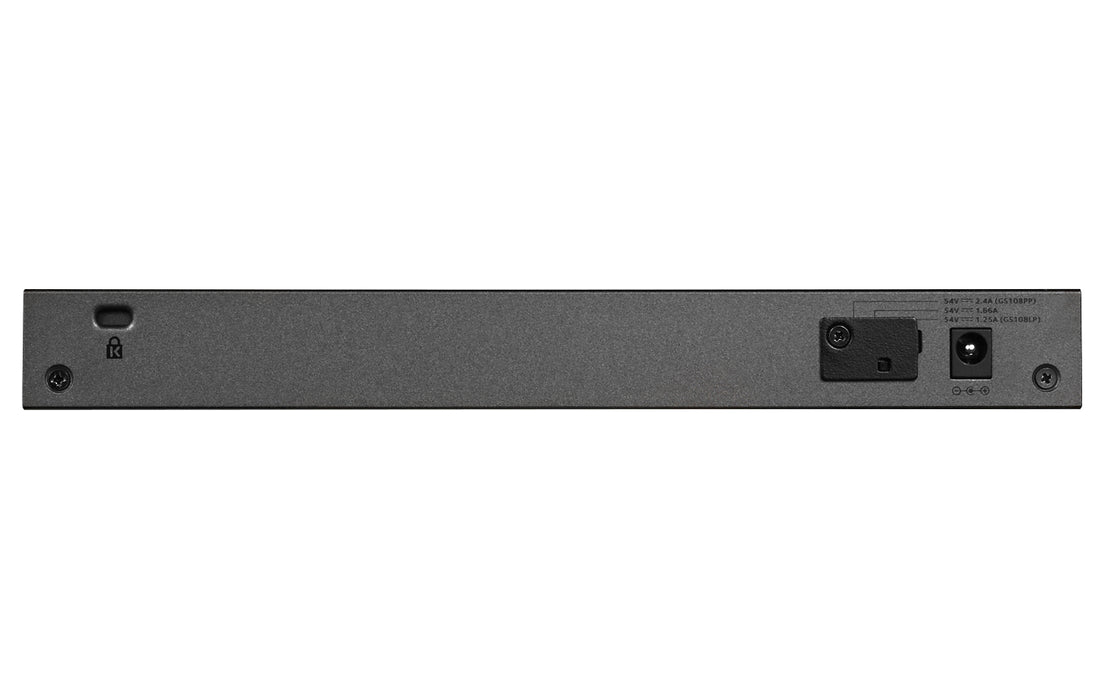 NETGEAR GS108LP, Unmanaged, Gigabit Ethernet (10/100/1000), Power over Ethernet (PoE), Rack mounting, 1U, Wall mountable