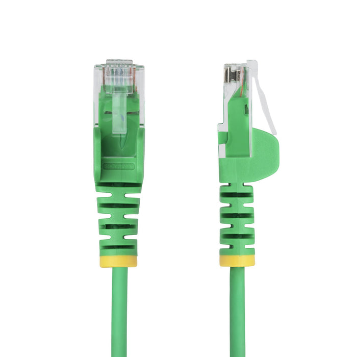 StarTech.com 10m Green Slim CAT6 Ethernet Cable, Snagless, 100W PoE, UTP, LSZH, 28AWG Pure Bare Copper Wire, Slim RJ45 Network Patch Cord w/Strain Reliefs, Individually Tested, 10 m, Cat6, U/UTP (UTP), RJ-45, RJ-45, Green