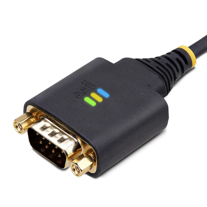 StarTech.com 6.6ft (2m) USB to Serial Adapter Cable, COM Retention, Interchangeable Screws/Nuts, USB-A to DB9 RS232, FTDI IC, ESD Protection, Windows/macOS/Linux, Black, 2 m, USB Type-A, DB-9, Male, Male