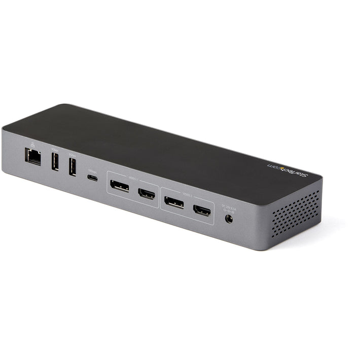 StarTech.com USB C Docking Station for Macbook Pro/Air-M1/M2/M3/M4, Thunderbolt Compatible, HDMI/DisplayPort, Dual 4K 60Hz/Single 8K, USB Type-C Laptop Dock, 96W Power Delivery, USB 10Gbps, Wired, Thunderbolt 3, 96 W, 3.5 mm, Black, Grey, 40 Gbit/s