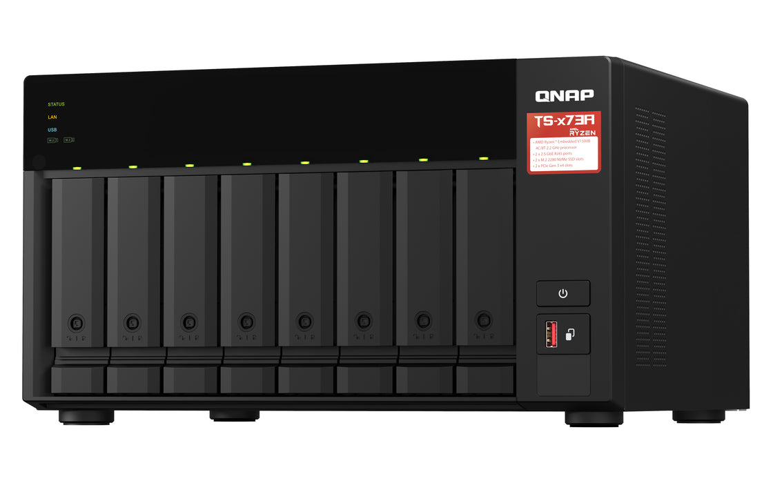 QNAP TS-873A, NAS, Tower, Ryzen Embedded, V1500B, 8 GB, DDR4
