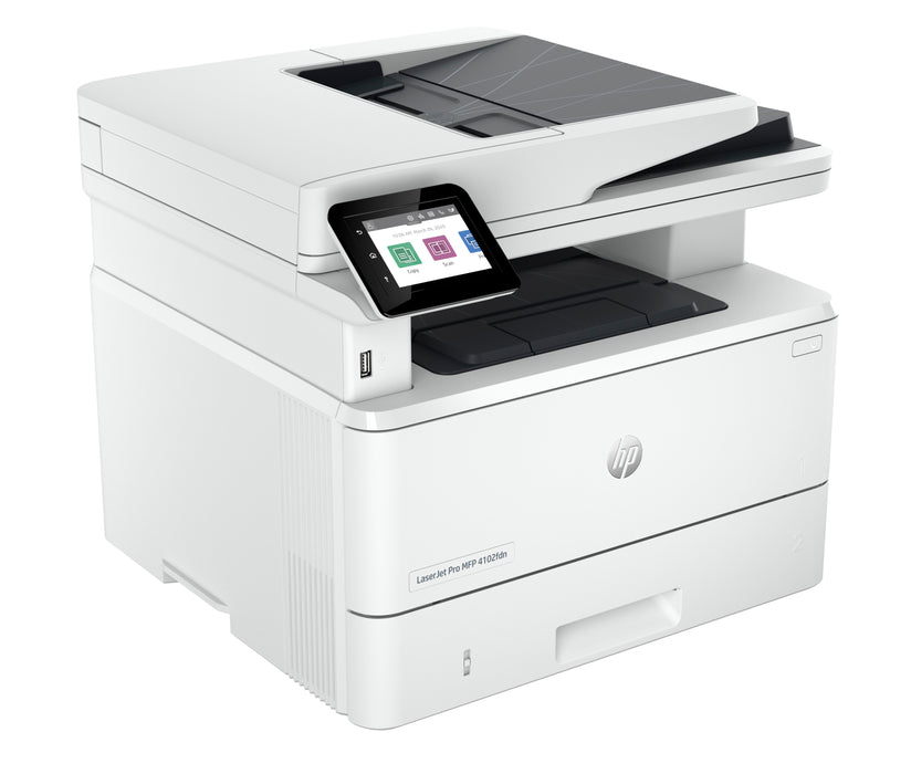 HP LaserJet Pro 4102fdn Multifunction Black and white Printer, Ethernet Only; Copier, Scanner, Laser, Mono printing, 1200 x 1200 DPI, Mono copying, A4, White