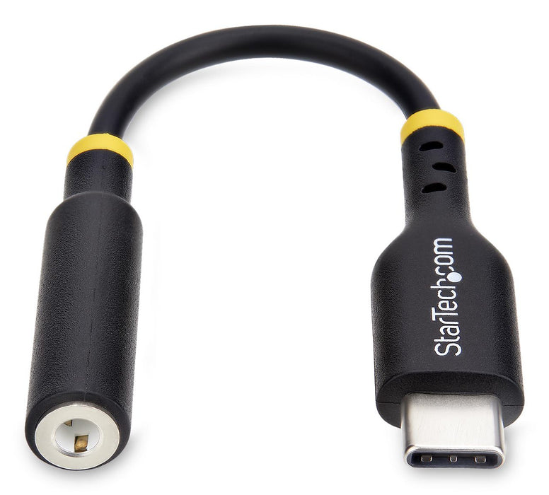 StarTech.com 5in (12.7cm) USB-C to 3.5mm TRRS Headphone/Headset Jack Audio Adapter, USB Type-C Aux Dongle, 32-bit DAC, Supports USB-C/Thunderbolt, Laptop/Phone/Tablet, USB Type-C 2.0, Male, 3.5 mm, Female, 0.127 m, Black