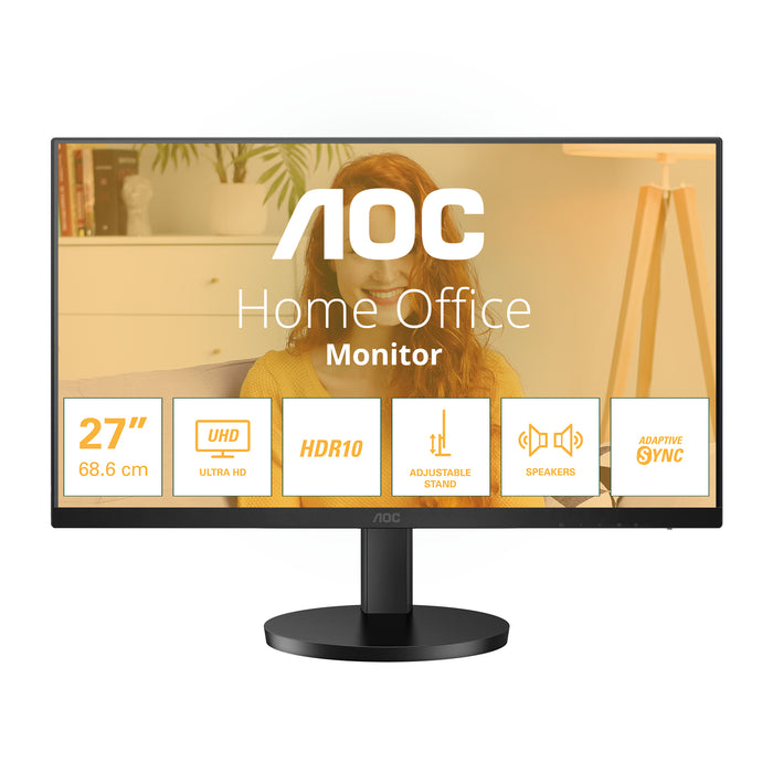 AOC U27B3AF, 68.6 cm (27"), 3840 x 2160 pixels, 4K Ultra HD, LED, 4 ms, Black