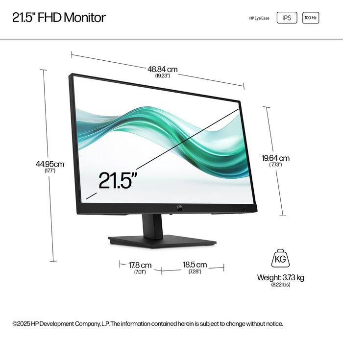 HP Series 3 Pro 21.5 inch FHD Monitor 322ph, 54.6 cm (21.5"), 1920 x 1080 pixels, Full HD, LCD, 5 ms, Black