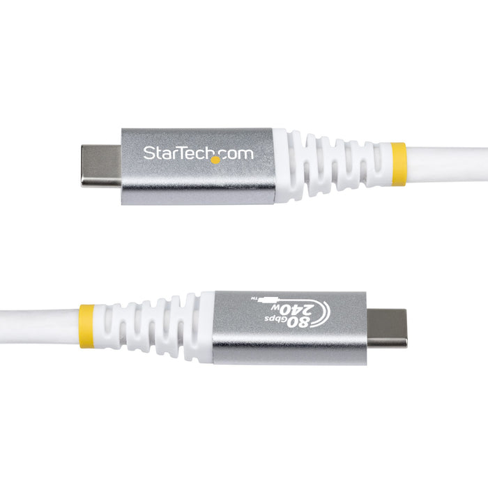StarTech.com 1.5m (5ft) USB4 Cable, 80Gbps, USB-IF Certified USB-C Cable, 240W PD, 8K 120Hz/4K 240Hz DP2.1 DP80, TPE Jacket, Thunderbolt 4 Compatible - White USB-C Cord, 1.5 m, USB C, USB C, USB4 Gen 4x2, 80 Gbit/s, White