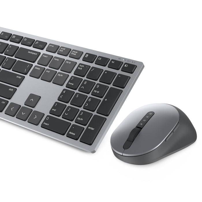 DELL Pro Plus Keyboard and Mouse - KM7321W - UK (QWERTY), Wireless, RF Wireless + Bluetooth, Scissor key switch, QWERTY, Grey, Titanium, Mouse included