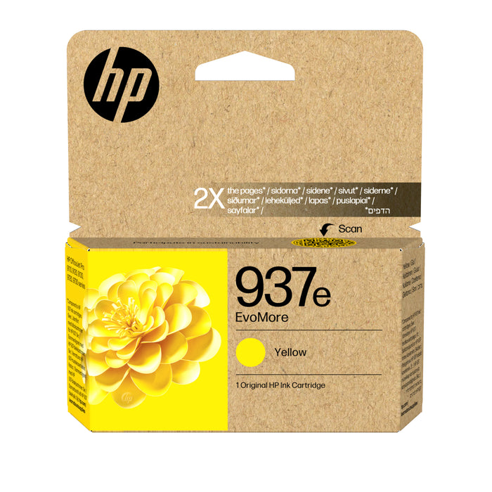 HP 937e EvoMore Yellow Original Ink Cartridge, High (XL) Yield, Yellow, 1 pc(s), 1650 pages, Single pack