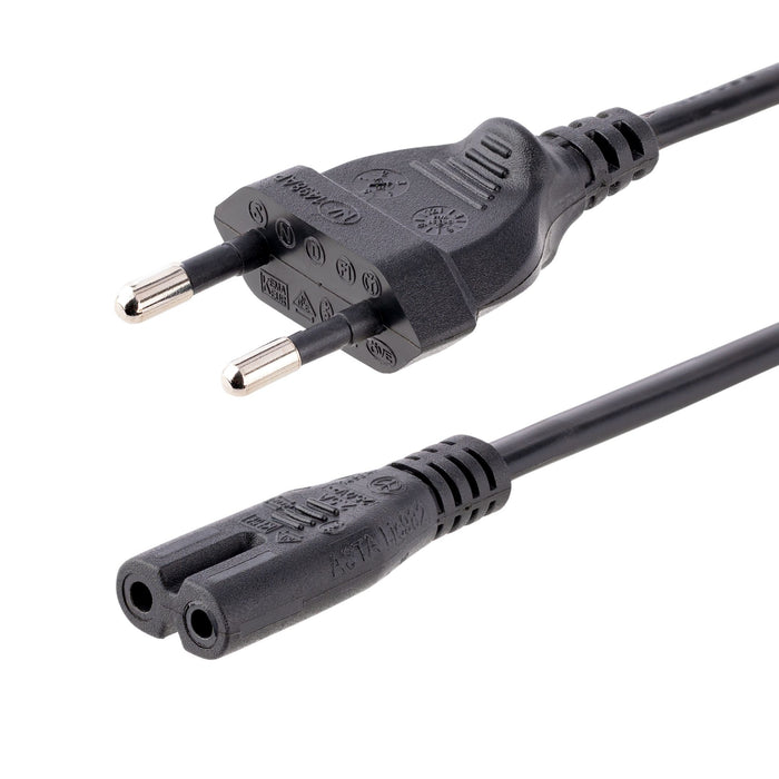 StarTech.com 3m (10ft) Laptop Power Cord, EU Plug to C7, 2.5A 250V, 18AWG, Laptop Replacement Cord, Printer Power Cable, Laptop Charger Cord, Laptop Power Brick Cord, Black, 3 m, CEE7/16, C7 coupler, H03VVH2-F, 250 V, 2.5 A