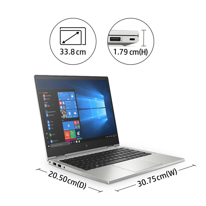 HP EliteBook x360 830 G7, Intel® Core™ i5, 1.6 GHz, 33.8 cm (13.3"), 1920 x 1080 pixels, 16 GB, 256 GB