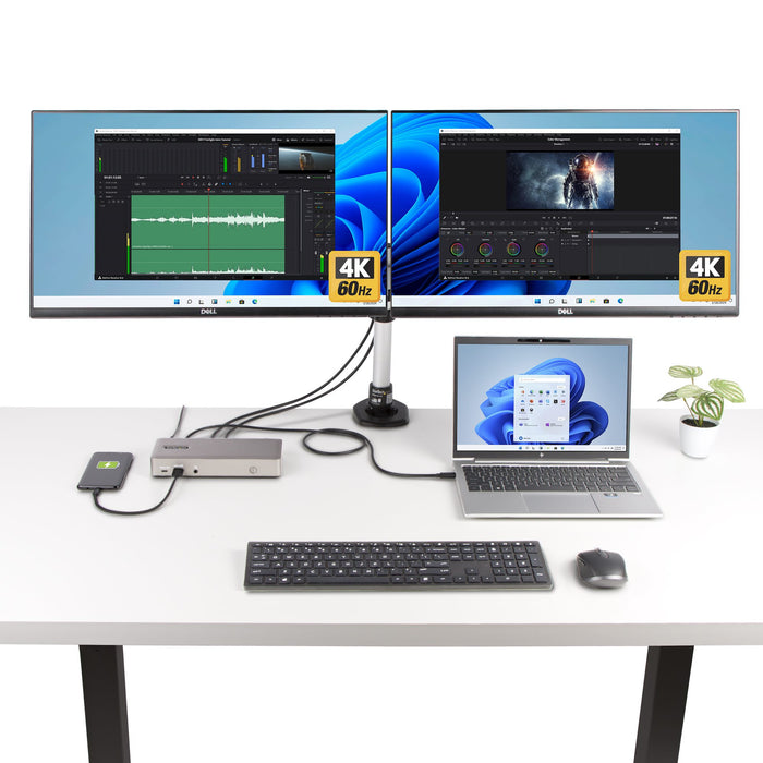 StarTech.com Triple-Monitor USB4 Docking Station, 4K 60Hz HDMI or DisplayPort, 100W Laptop Charging, 2.5GbE, USB-C Multi-Monitor Dock, Driverless, Wired, USB4, 3.5 mm, 10,100,1000,2500 Mbit/s, Grey, 40 Gbit/s