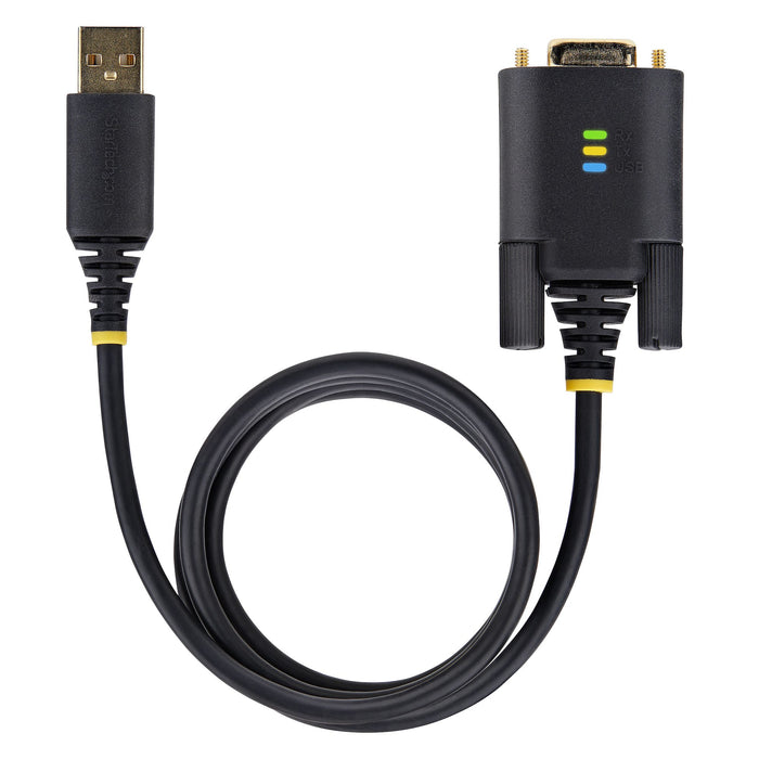 StarTech.com 3.3ft (1m) USB to Serial Adapter Cable, COM Retention, Interchangeable Screws/Nuts, USB-A to DB9 RS232, FTDI IC, ESD Protection, Windows/macOS/Linux, Black, 1 m, USB Type-A, RS-232, Male, Male