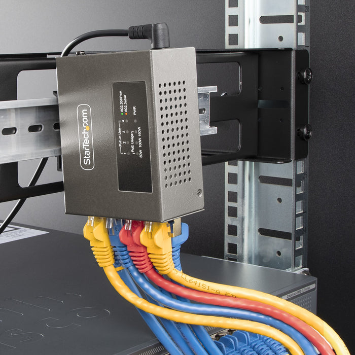 StarTech 4-Port Multi-Gigabit PoE++ Injector, 5/2.5/1G Ethernet (NBASE-T), PoE/PoE+/PoE++, Wall/DIN Rail Mountable, TAA