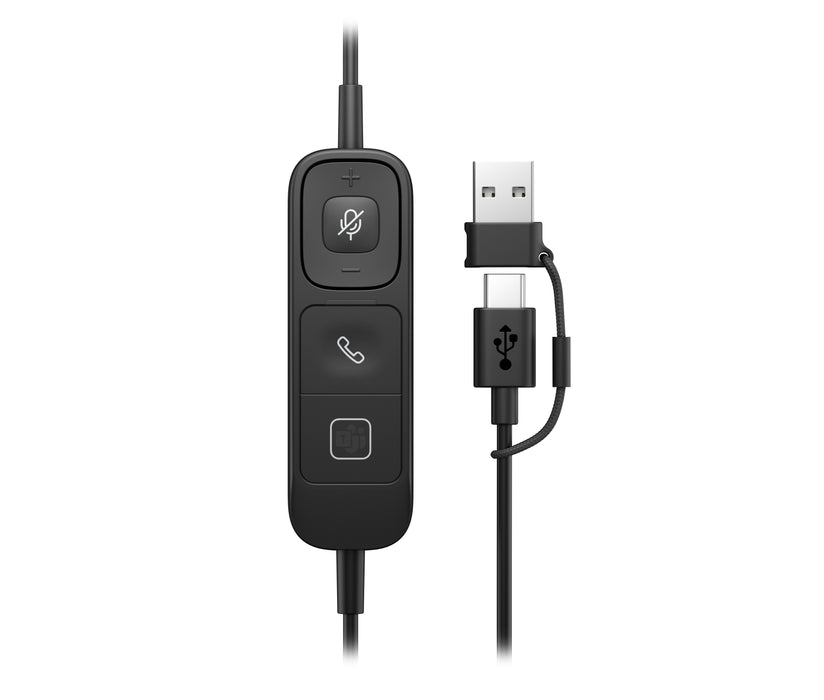 HP Poly Mission 425 Stereo USB Wired Headset (Bulk), Wired, 132 g, Headset, Black