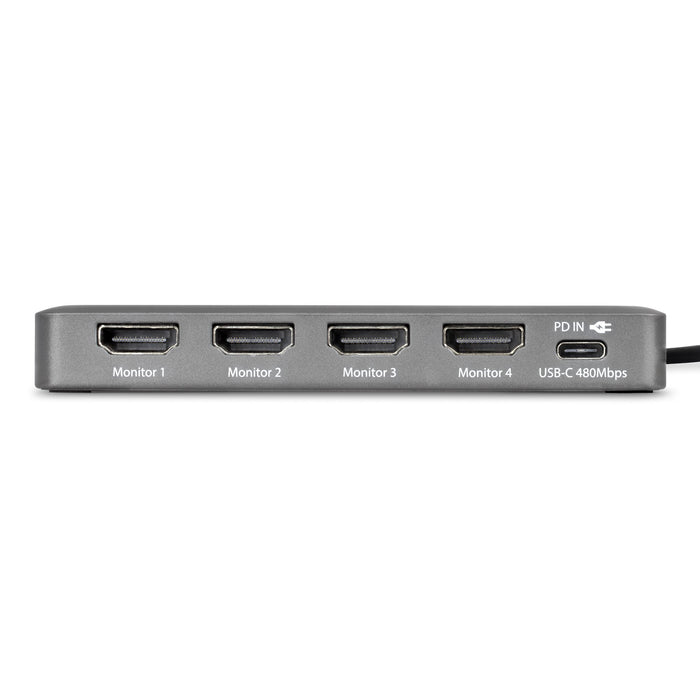 StarTech USB-C to Quad HDMI 4K60 Workstation Dock, 140W PD Passthrough, USB for Keyboard and Mouse, Windows, Mac M1-M5, USB4, Thunderbolt Laptops, DisplayLink DL7400, TAA