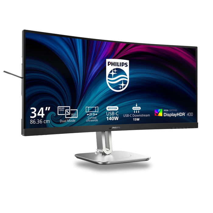 Philips 5000 series 34B2U5900C/00, 86.4 cm (34"), 5120 x 2160 pixels, WUHD, LCD, 2 ms, Grey